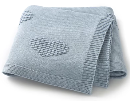 Baby Blanket Knit Blanket with Embossed Hearts – A-Z creations