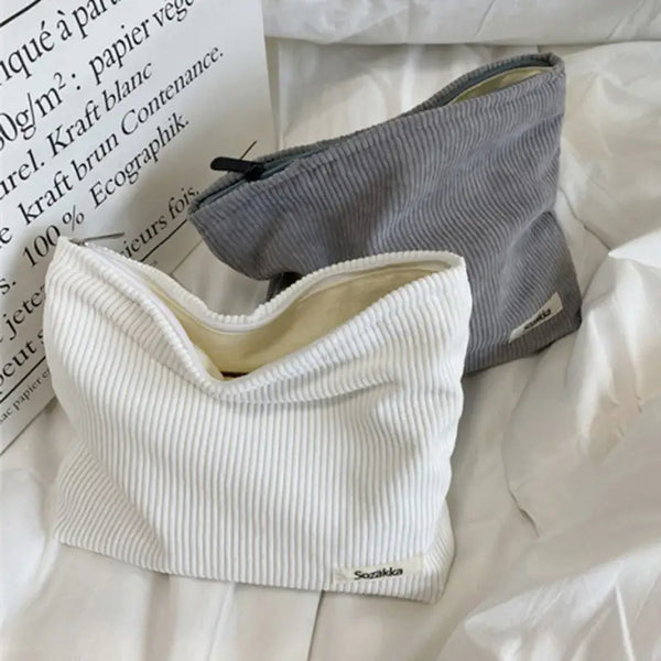 Cosmetic Case - Corduroy Zipper Bag