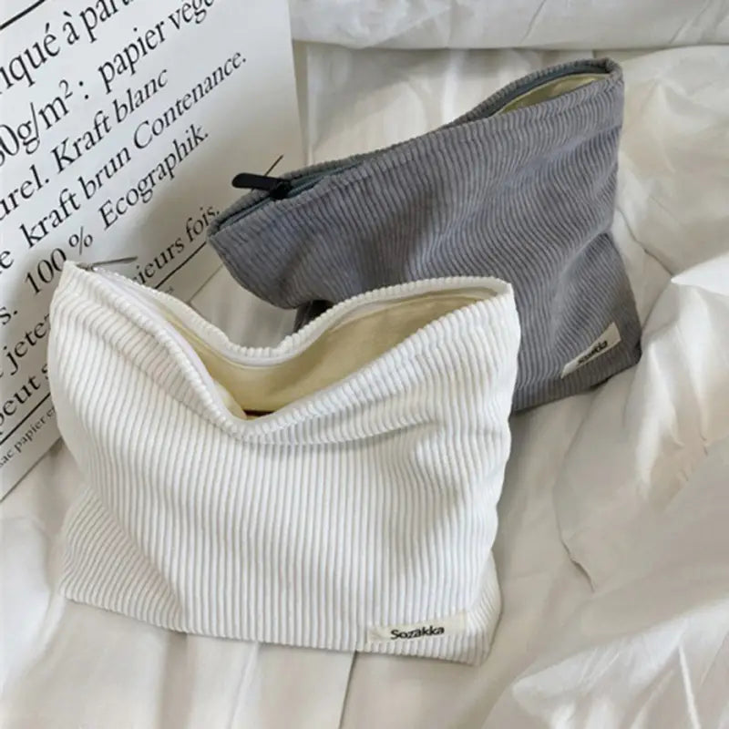 Cosmetic Case - Corduroy Zipper Bag