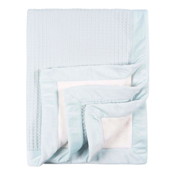 Baby Blanket - Blue Waffle with Trim