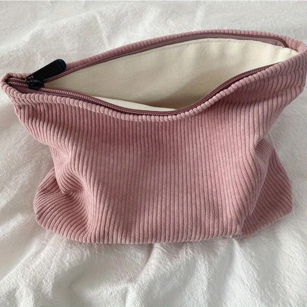 Cosmetic Case - Corduroy Zipper Bag