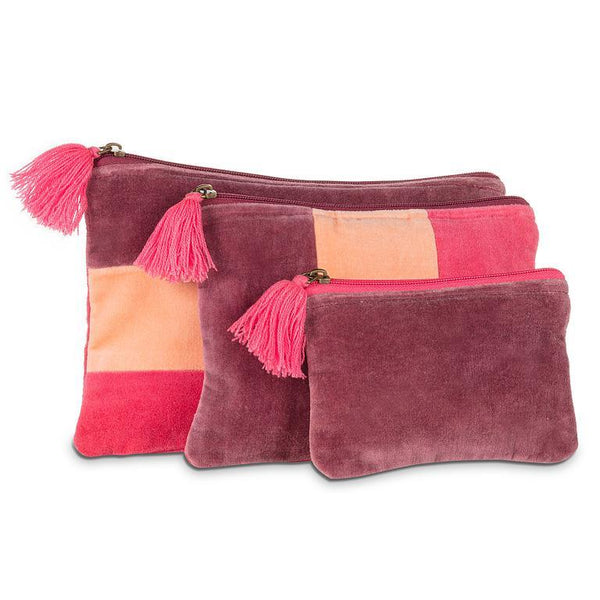 Cosmetic Case - Striped Velvet Pouch