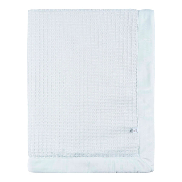 Baby Blanket - Blue Waffle with Trim