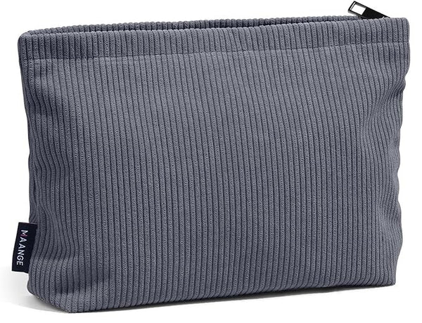 Cosmetic Case - Corduroy Pouch with Black Zipper