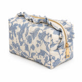 Cosmetic Case - French Toile Ruffle Quilted