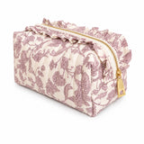 Cosmetic Case - French Toile Ruffle Quilted