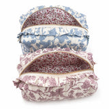 Cosmetic Case - French Toile Ruffle Quilted