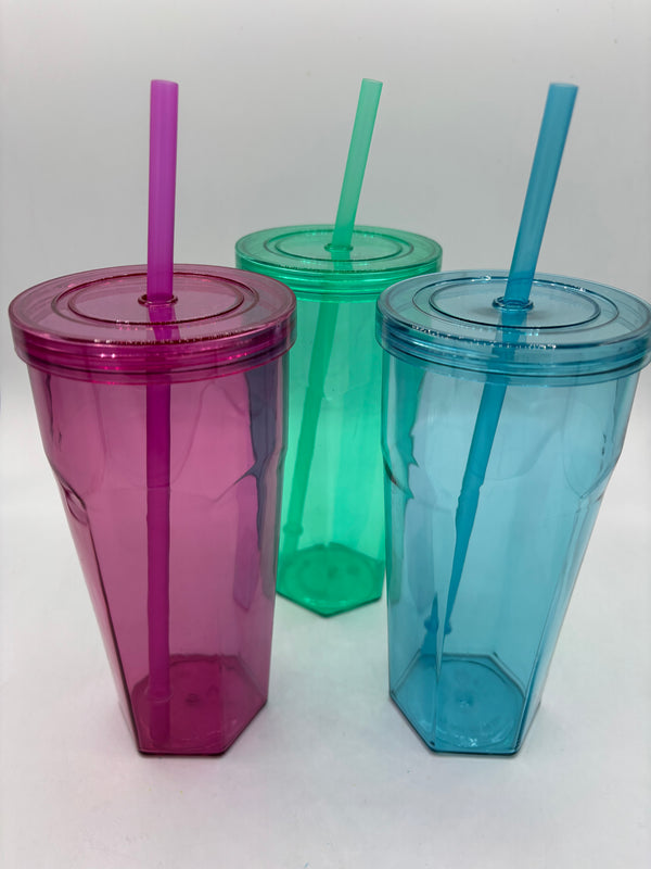 Straw Cup - Clear Tumbler with Twist Top & Straw