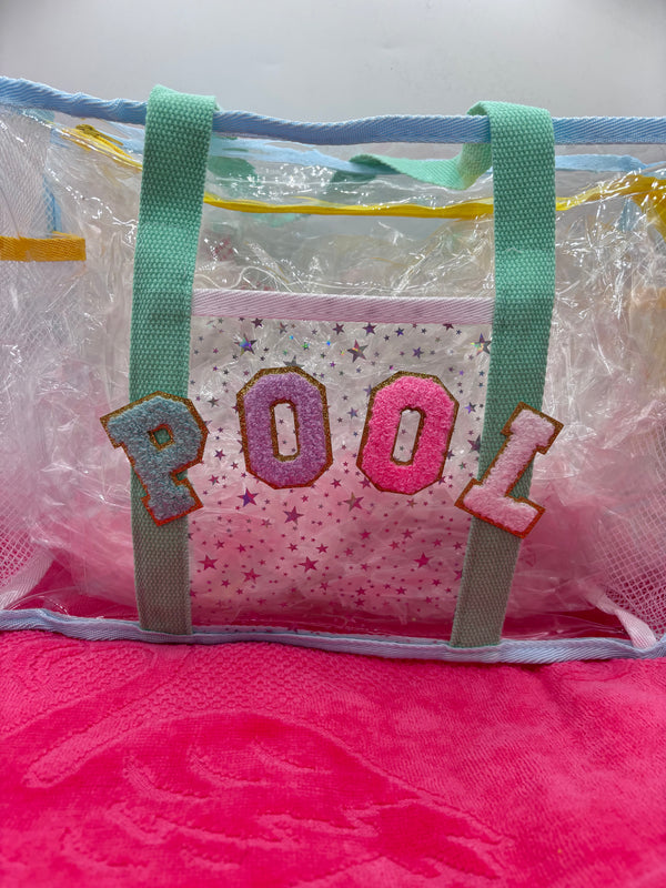 Clear Beach Bag with Patches