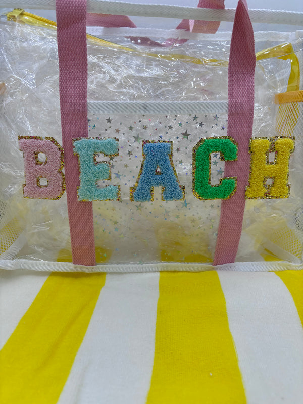Clear Beach Bag with Patches