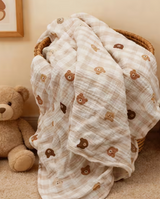 Baby Blanket - Muslin Bear Check