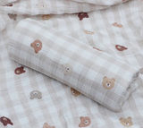 Baby Blanket - Muslin Bear Check