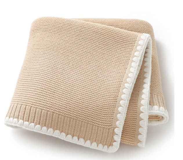 Baby Blanket - Knit with Detailed Trim