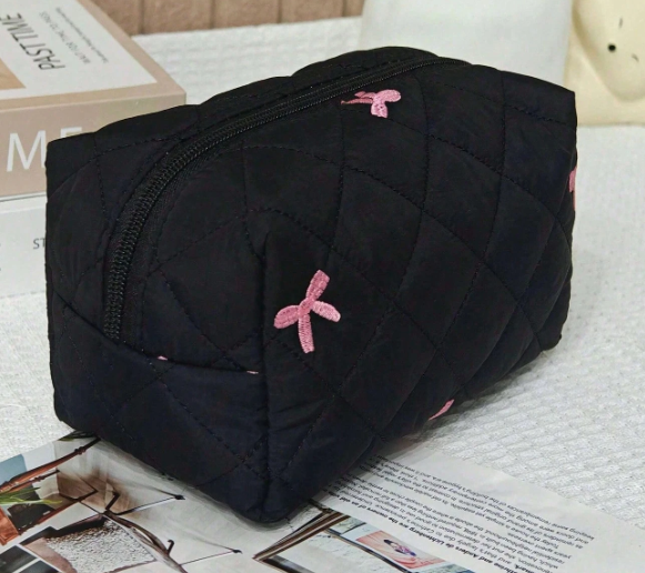 Cosmetic Case - Embroidered Bows SM