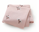Baby Blanket - Knit Blanket with Plum Blossoms