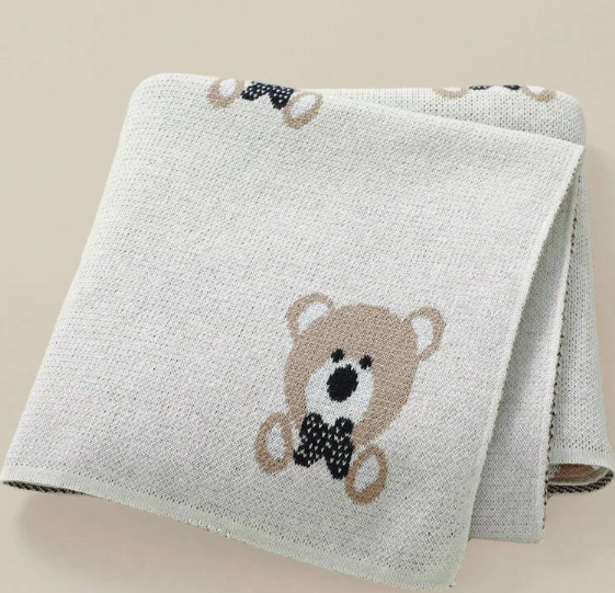 Baby Blanket - Knit Blanket with Bears