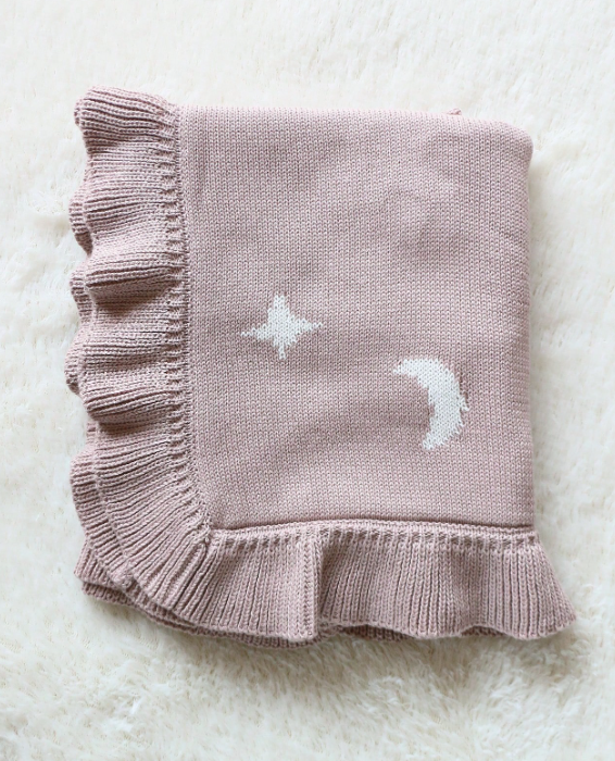 Baby Blanket - Wavy Ruffle Stars & Moon