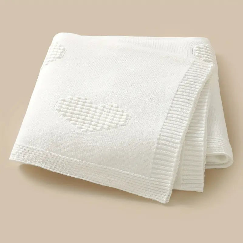 Baby Blanket - Knit Blanket with Embossed Hearts