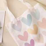 Tote Bag with Pastel Watercolor Hearts