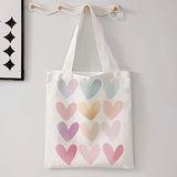 Tote Bag with Pastel Watercolor Hearts