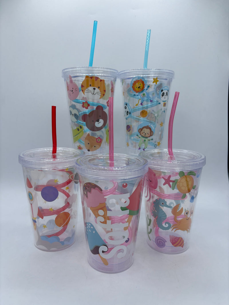 Straw Cups - Curly Straws