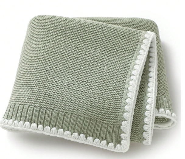 Baby Blanket - Knit with Detailed Trim