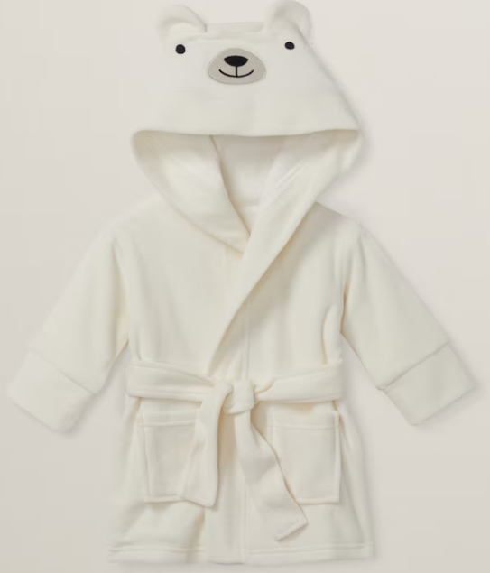 Bathrobe - White Plush Bear Hood