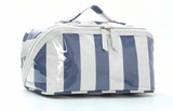 Cosmetic Case - Striped Double Zipper Open Design