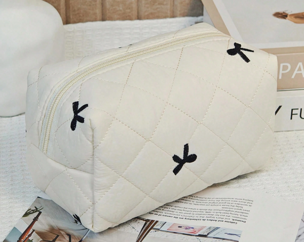 Cosmetic Case - Embroidered Bows SM