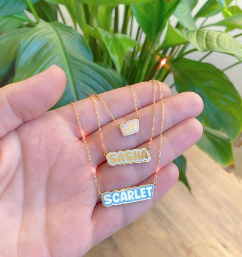 Jewelry - Necklace Enamel Name Horizontal