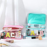 Cosmetic Case - Clear with Zipper Top & Patches