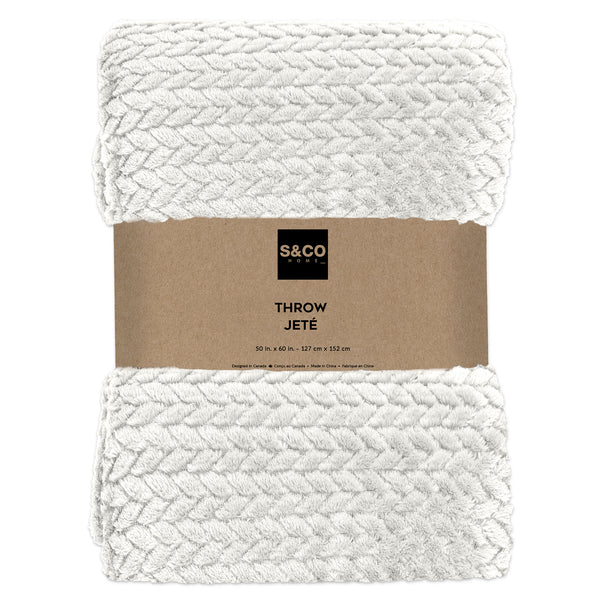 Throw Blanket - Chevron Textured Plush Throw