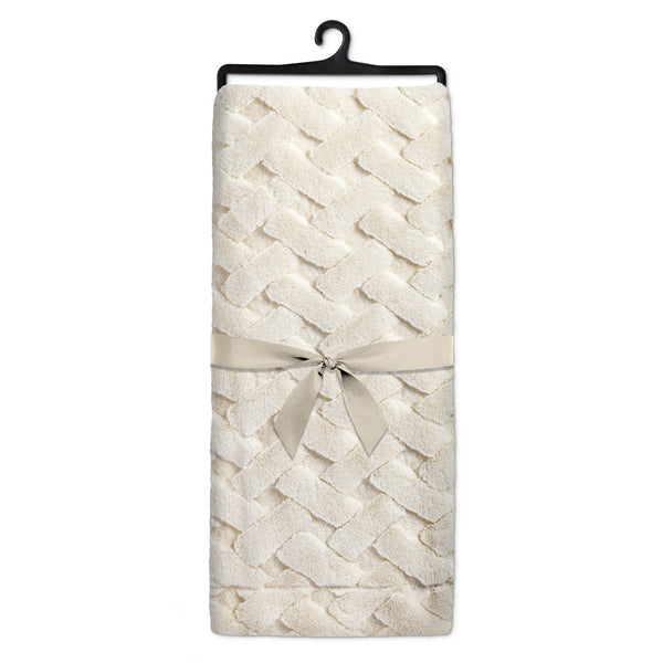 Throw Blanket - Lattice Textured Faux Fur