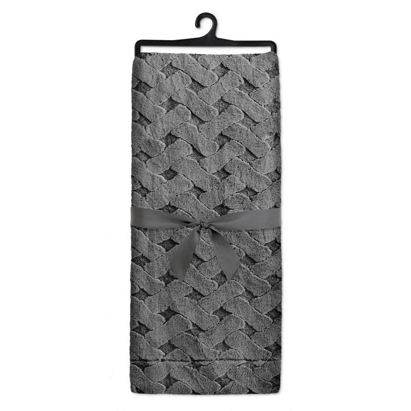 Throw Blanket - Lattice Textured Faux Fur