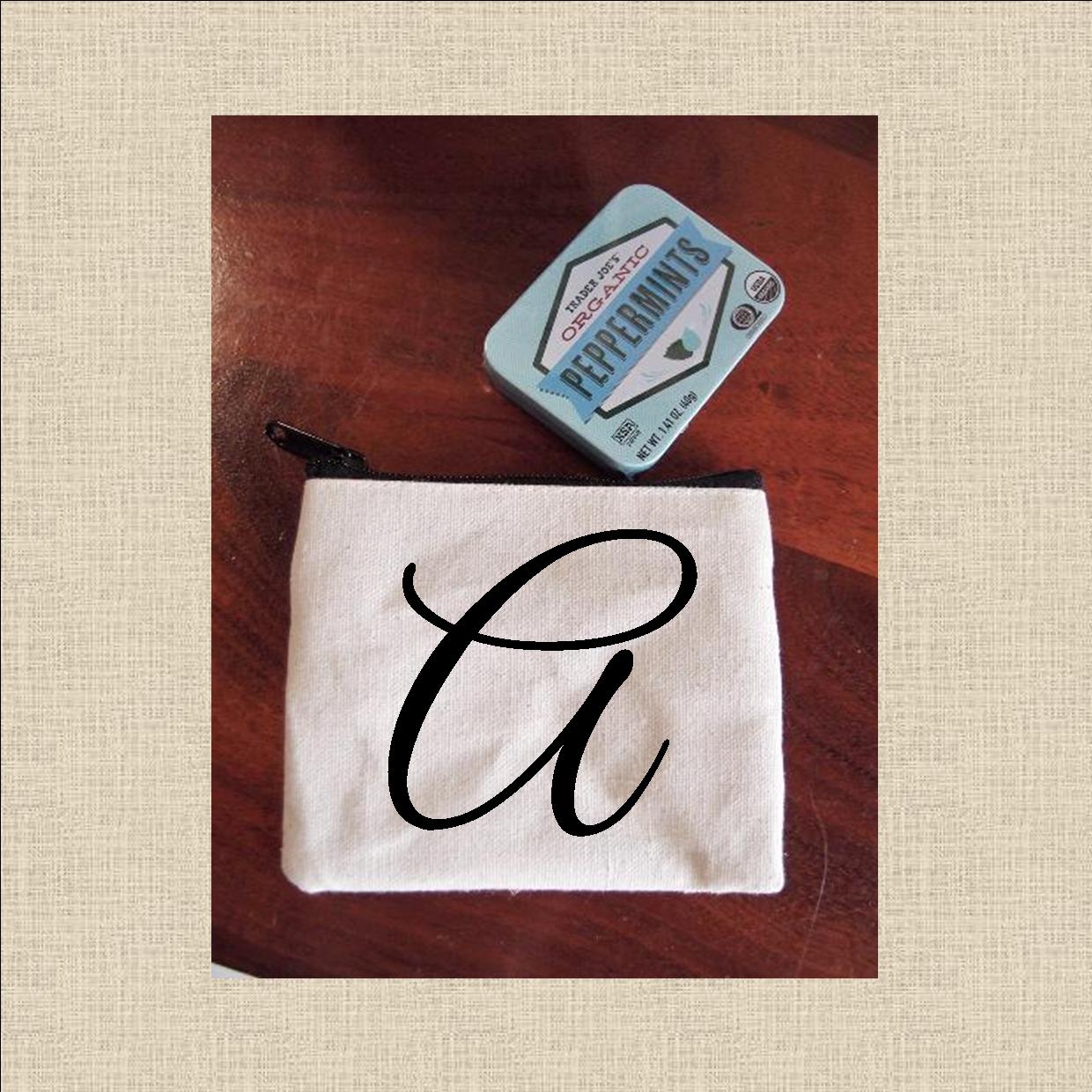 Canvas Coin Pouch Mini - Cursive Letter – A-Z creations