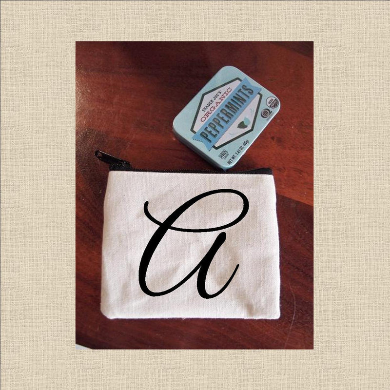 Canvas Coin Pouch Mini - Cursive Letter