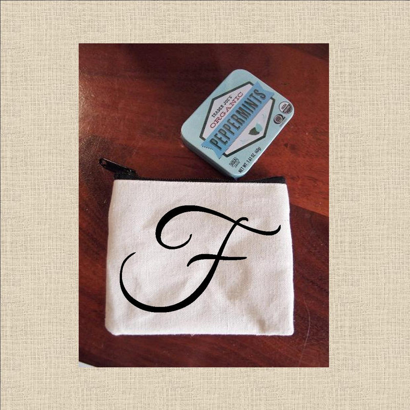 Canvas Coin Pouch Mini - Cursive Letter