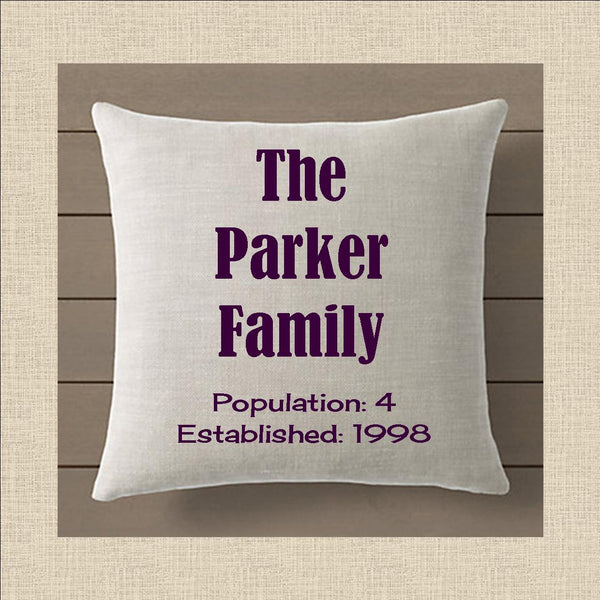 Pillow - Family Name, Date & Population