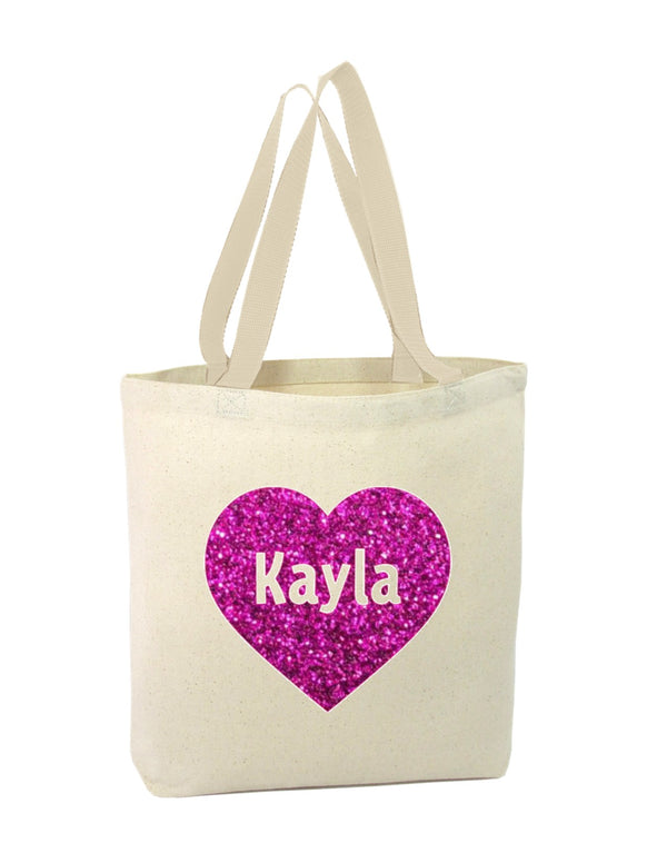 Linen Tote Bag - Name in Heart