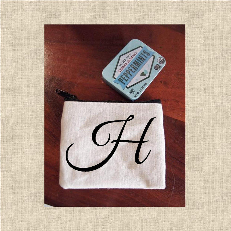 Canvas Coin Pouch Mini - Cursive Letter