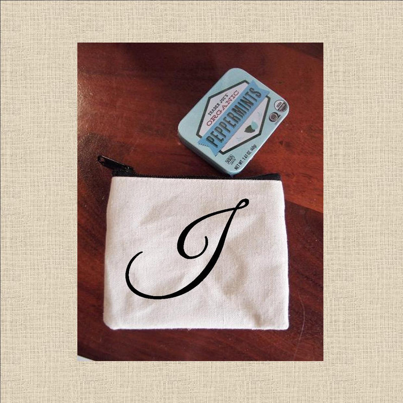 Canvas Coin Pouch Mini - Cursive Letter