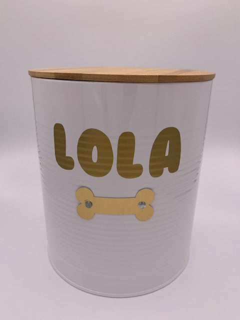Pet Treat Jar - Tin with Gold Bone