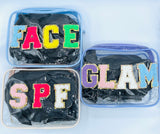 Cosmetic Case - Clear with patches