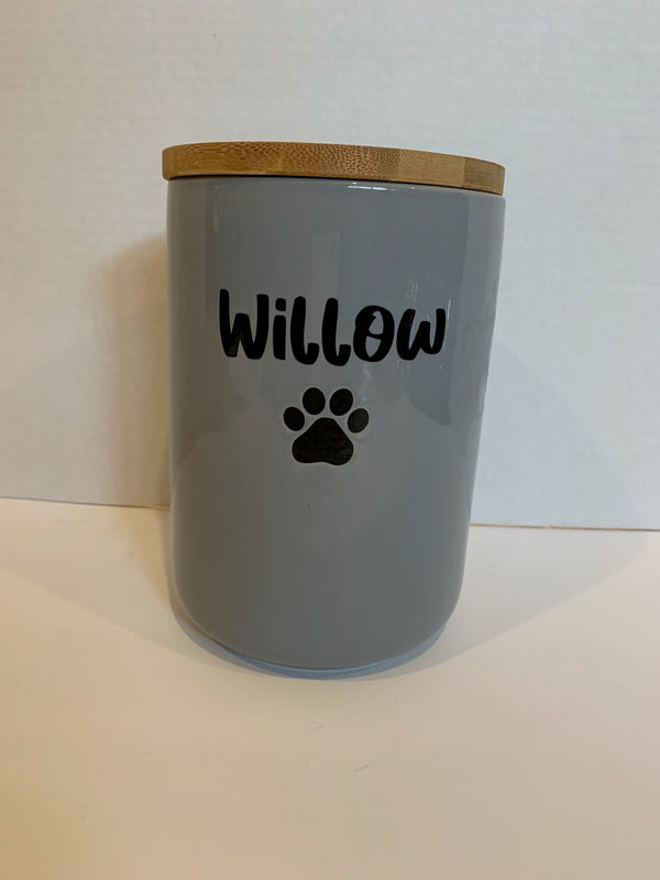 Pet Treat Jar - Ceramic with Paw Imprint