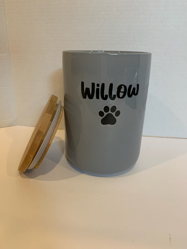 Pet Treat Jar - Ceramic with Paw Imprint