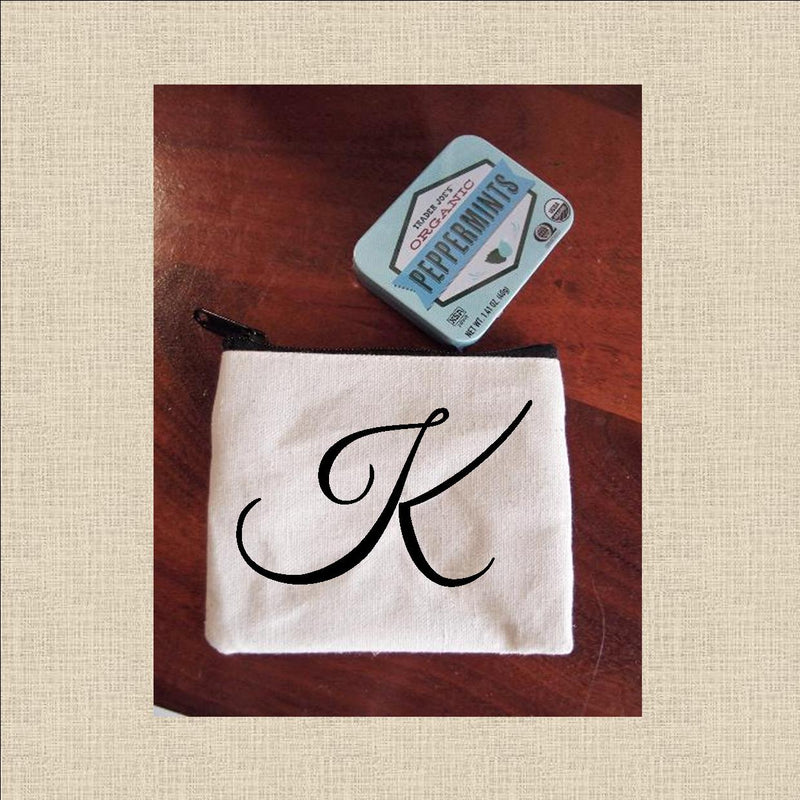 Canvas Coin Pouch Mini - Cursive Letter