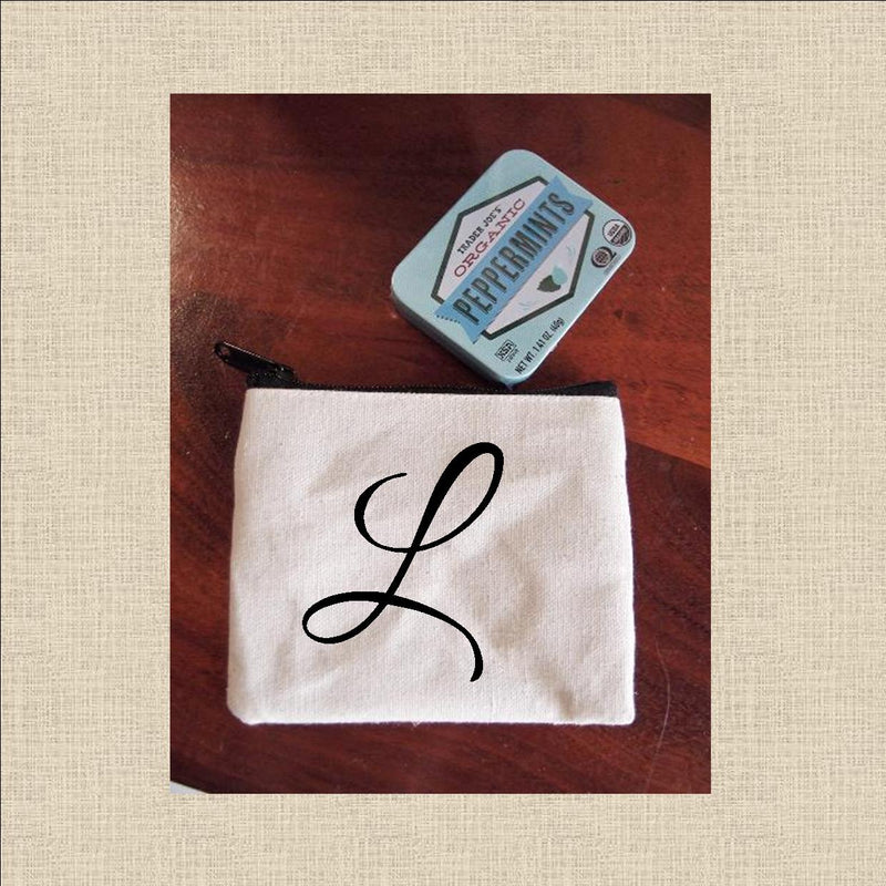 Canvas Coin Pouch Mini - Cursive Letter