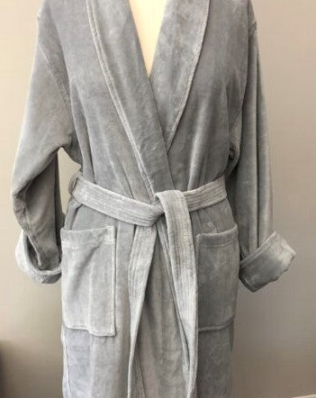 Bathrobe - Classic Terry Velour Shawl Collar Grey