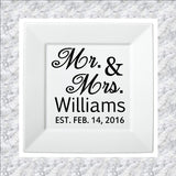 Ceramic Plate Square - Mr. & Mrs. (Family Name) / Date