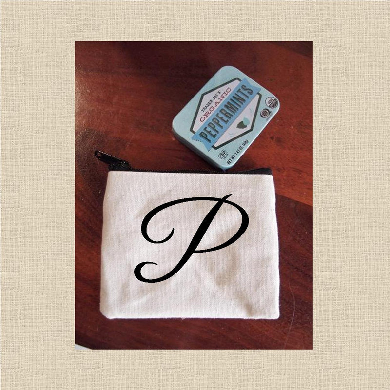 Canvas Coin Pouch Mini - Cursive Letter